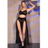 Chilirose - Cr 4672 Jupe Top Noire Et String Avec Chaînes Doré Xl